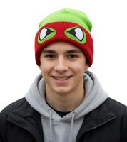 Gorro de las Tortugas Ninja con la cara de Rafael, tejido, producto para fans KC07QOTMT, verde