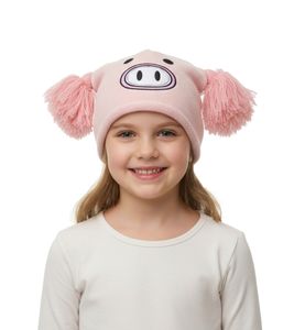 Gorro Piggy para Adolescentes con Pompones y una Carita Adorable en la Parte Delantera BE170080PLW Rosa Gorro Piggy para Adolescentes con Pompones y una Carita Adorable en la Parte Delantera BE170080PLW Rosa