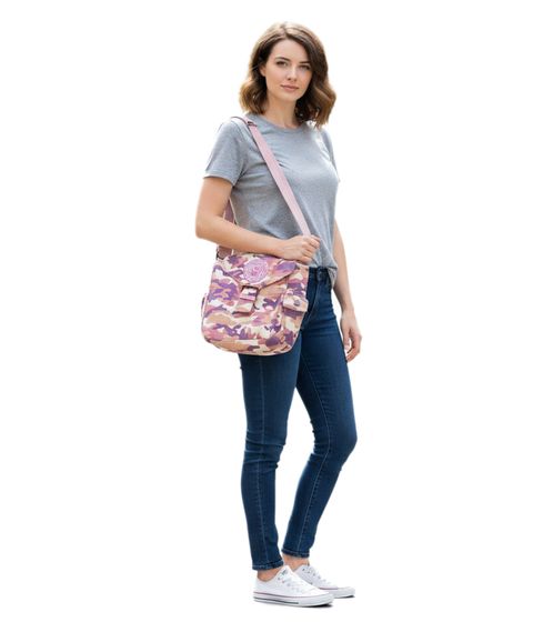 RAMONES Rock-Band Umhänge-Tasche Schultertasche mit verstellbarem Riemen MB81358RAM Camouflage Pink