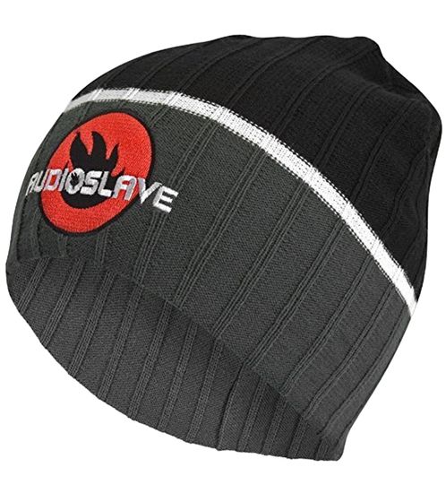 Audioslave Beanie Rockband kuschelige Mütze mit Logo-Stickerei Winter-Mütze Fan-Artikel 1318AUD Schwarz/Grau/Weiß