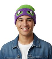 Gorro de las Tortugas Ninja con la cara de Donnie, tejido, producto para fans KC07QQTMT Verde