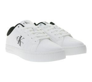 Calvin Klein Sneakers: Fashionable Genuine Leather Shoes with Logo on the Outer Sides, Outdoor Shoes YM0YM0086401W White