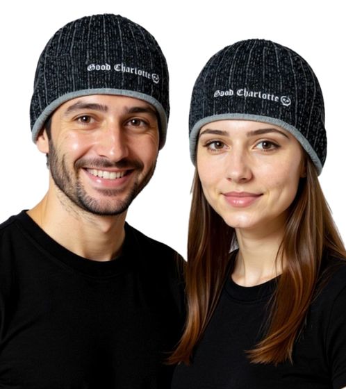 Good Charlotte Unisex Pop-Punk-Band Beanie Baumwoll-Mütze im klassischen Schnitt 9252GDC Schwarz/Weiß