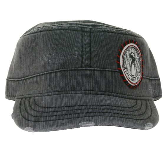 Cappellino unisex "FALL OUT BOY", in cotone con taglio militare e vestibilità leggermente curva, grigio/rosa