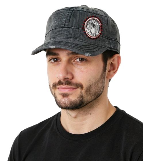 "FALL OUT BOY" Unisex Cap Baumwoll-Cap im millitärischen Schnitt mit leicht gebogenen Schnitt Grau/Rosa