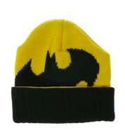 Batman Unisex Beanie Knit Hat with Batman Logo Fan Beanie KC07AQBTM Black/Yellow