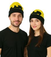 Batman Unisex Beanie Knit Hat with Batman Logo Fan Beanie KC07AQBTM Black/Yellow