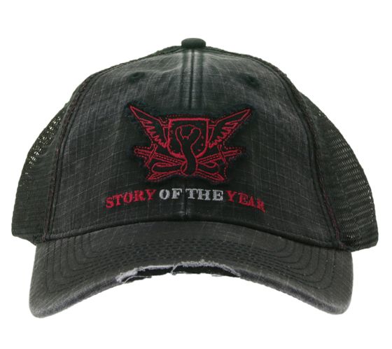 "STORY OF THE YEAR" Unisex Cap Baumwoll-Cap mit Mesh-Einsatz im klassischen Schnitt mit leicht gebogenen Schnitt Grau/Rosa