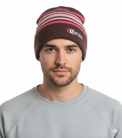 Corona Women's Beanie Winter Hat, Soft Knit Hat with Logo Embroidery, Cotton Hat, KC101387COR, Brown/Pink