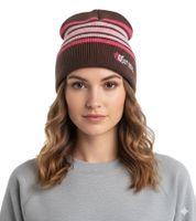 Corona Women's Beanie Winter Hat, Soft Knit Hat with Logo Embroidery, Cotton Hat, KC101387COR, Brown/Pink