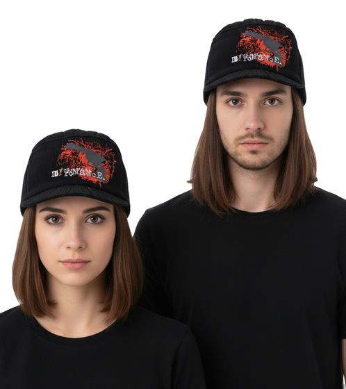 Unisex Peaked Cap with "My Chemical Romance" Logo, Peaked Beanie, Casual Hat, KC1012411MCR, Black/Red