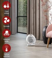 TRiSTAR Fan Heater with Adjustable Power Levels, Cooling Device, Electric Heater, 1,000-2,000W, KA-5039 White