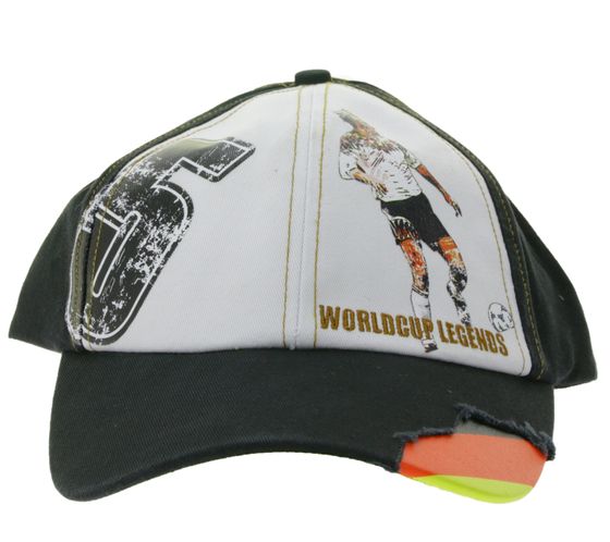 WORLDCUP LEGENDS Unisex Baseball-Cap im Deutschland-Design Baumwoll-Cap mit Fußballspieler-Print Curved-Brim-Cap mit No.5-Print Damaged-Look TC123027WCL Schwarz
