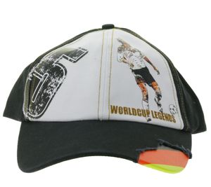 WORLDCUP LEGENDS Unisex Baseball Cap in Germany Design. Cotton cap with football player print. Curved brim cap with No. 5 print, damaged look. TC123027WCL, Black.