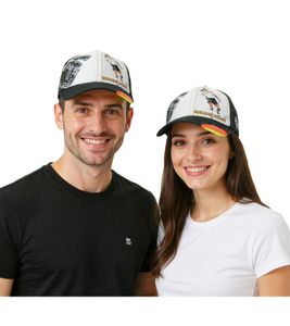WORLDCUP LEGENDS Unisex Baseball Cap in Germany Design. Cotton cap with football player print. Curved brim cap with No. 5 print, damaged look. TC123027WCL, Black. WORLDCUP LEGENDS Unisex Baseball Cap in Germany Design. Cotton cap with football player print. Curved brim cap with No. 5 print, damaged look. TC123027WCL, Black.