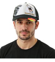 WORLDCUP LEGENDS Unisex Baseball Cap in Germany Design. Cotton cap with football player print. Curved brim cap with No. 5 print, damaged look. TC123027WCL, Black.