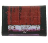 HIM Leather Wallet with Red Heartagram Motif, Metal Snap Fasteners, and Chain, Rocking Gothic Style, LW107086HIM, Black/Red