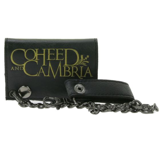 Portefeuille en cuir COHEED AND CAMBRIA avec logo, boutons-pression métalliques et chaîne, style gothique rock LW105544COH0 Noir/Doré