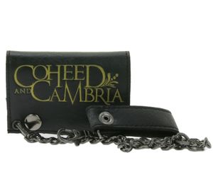 Portefeuille en cuir COHEED AND CAMBRIA avec logo, boutons-pression métalliques et chaîne, style gothique rock LW105544COH0 Noir/Doré Portefeuille en cuir COHEED AND CAMBRIA avec logo, boutons-pression métalliques et chaîne, style gothique rock LW105544COH0 Noir/Doré