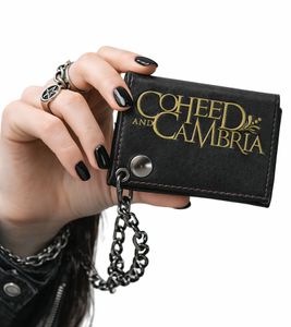 Portefeuille en cuir COHEED AND CAMBRIA avec logo, boutons-pression métalliques et chaîne, style gothique rock LW105544COH0 Noir/Doré