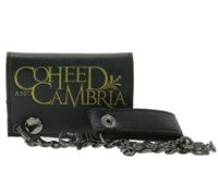 COHEED AND CAMBRIA Leather Wallet with Logo Motif, Metal Snap Fasteners, and Chain, Rocky Gothic Style LW105544COH0 Black/Gold