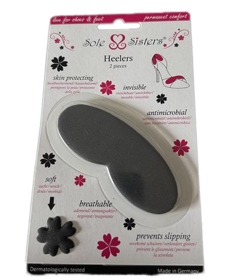 Plantillas Sole Sister Heelers con Amortiguación de Impactos y Transpirables para la Bola del Pie para Tacones Altos, Color Negro/Gris