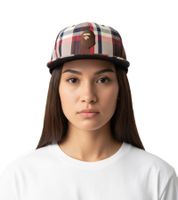 Cappellino snapback unisex A Bathing Ape Bape con motivo a quadri, stile street, rosso