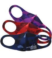 Mascherina streetwear A Bathing Ape Color Camouflage, confezione da 3, design streetwear, mimetica