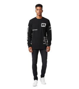 A Bathing Ape Security Multi Print Long Sleeve T-Shirt for Men, Streetwear Longsleeve with All-Over Print, Black
