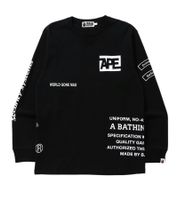 A Bathing Ape Security Multi Print L/S T-Shirt für Herren Streetwear Longsleeve mit Allover-Print Schwarz