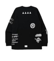 A Bathing Ape Security Multi Print L/S T-Shirt für Herren Streetwear Longsleeve mit Allover-Print Schwarz