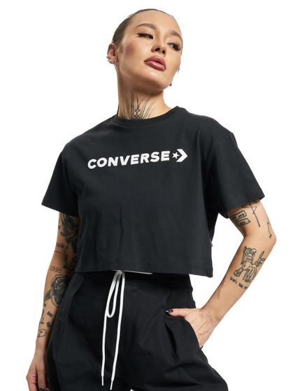Converse Puff Logo Kurzes T-Shirt schwarz