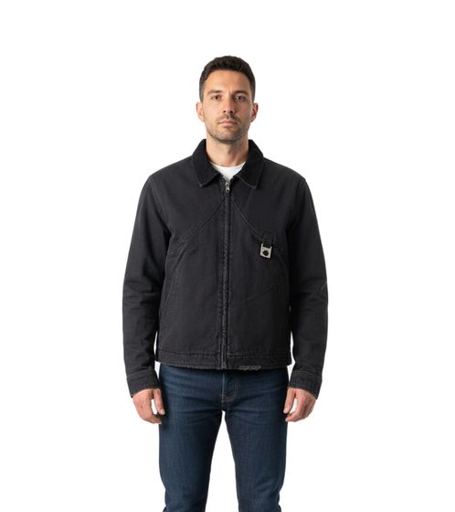 Rough. Over Übergangsjacke mit Logo auf der Rückseite und einem Cord kragen Schwarz