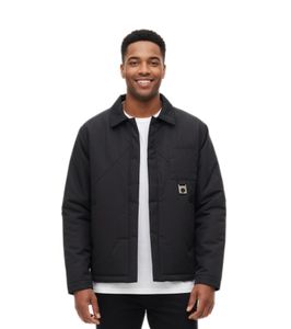 ROUGH. Overshirt Jacket – Transitional Jacket with Shirt Collar & Chest Pocket in Black