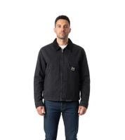 Rough. Over Übergangsjacke mit Logo auf der Rückseite und einem Cord kragen Schwarz