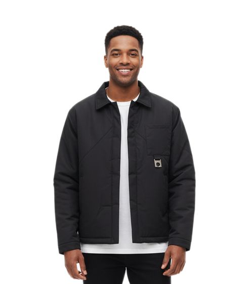 ROUGH. Chaqueta de entretiempo con cuello camisero y bolsillo en el pecho en negro