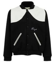 ROUGH. Herren Collegejacke mit Leder-Details stylische Leder-Jacke Schwarz/Weiß