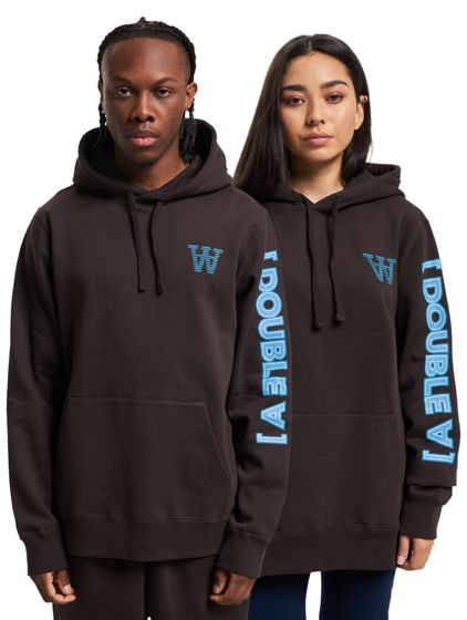WOOD WOOD Ash sleeve print hoodie black/coffee