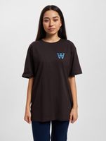 WOOD WOOD Ace Brust-Print T-Shirt schwarz kaffee