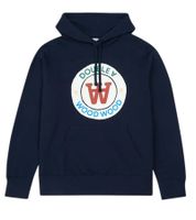 Wood Wood Ian Crest Men's Hoodie - Modern Hoodie with Crest Logo - Navy Blue