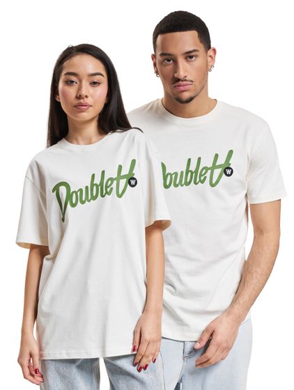 WOOD WOOD Ace T-Shirt mit Schriftzug und Aufnäher, cremeweiß