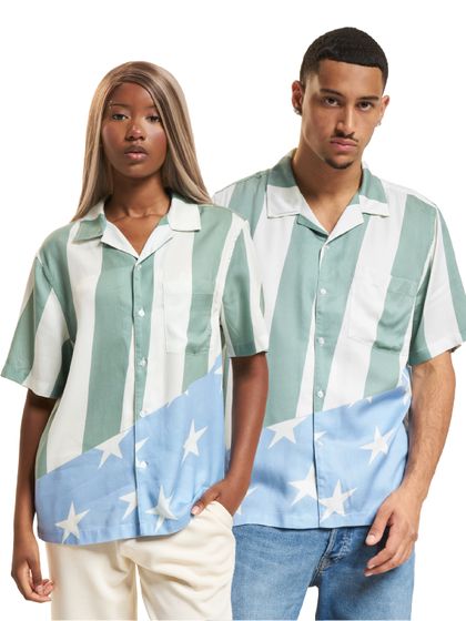 Wood Wood Noa USAA Big Print Shirt weiß