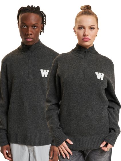 WOOD WOOD Blu AA CS Halfzip Pullover anthrazit
