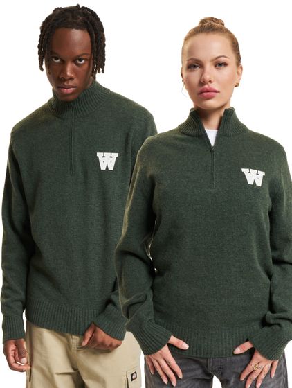 Maglione WOOD WOOD Blu AA CS con mezza zip verde naturale