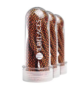 TubeLaces White flat shoelaces black/neon orange