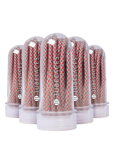 Cordones planos TubeLaces blancos gris/rojo