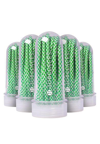 Cordones planos TubeLaces blancos blanco/verde neón