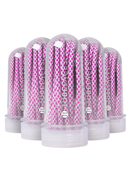 TubeLaces White Flat Schnürsenkel weiß/pink