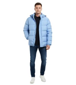Chaqueta de invierno Soulland Ian para hombre, estilo urbano, acolchada, extragrande, con capucha, azul