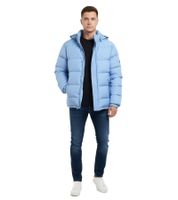 Soulland Ian Men's Stylish Winter Jacket Streetwear Oversized Puffer Jacket with Hood Blue